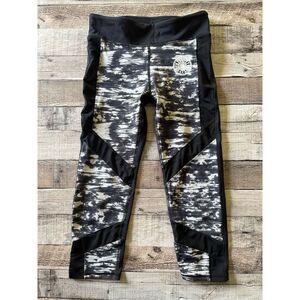 Soul Cycle Cropped Cycling Spin Workout Black Space Dye Leggings | Size M